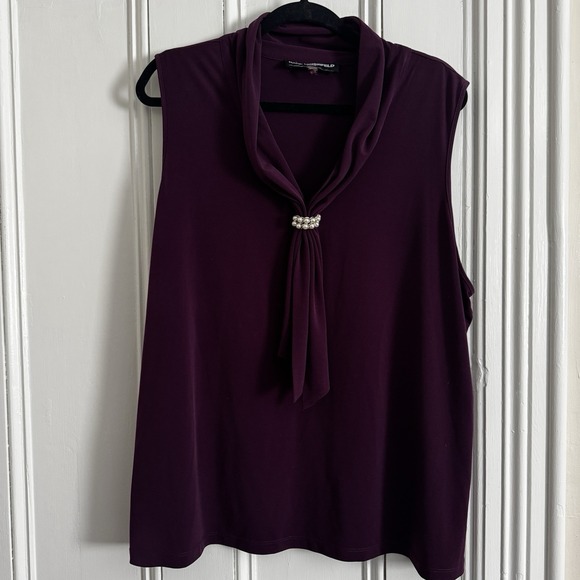 Karl Lagerfeld Women's Sleeveless Top Purple with Pearl Embellishments 2XL - Picture 1 of 5